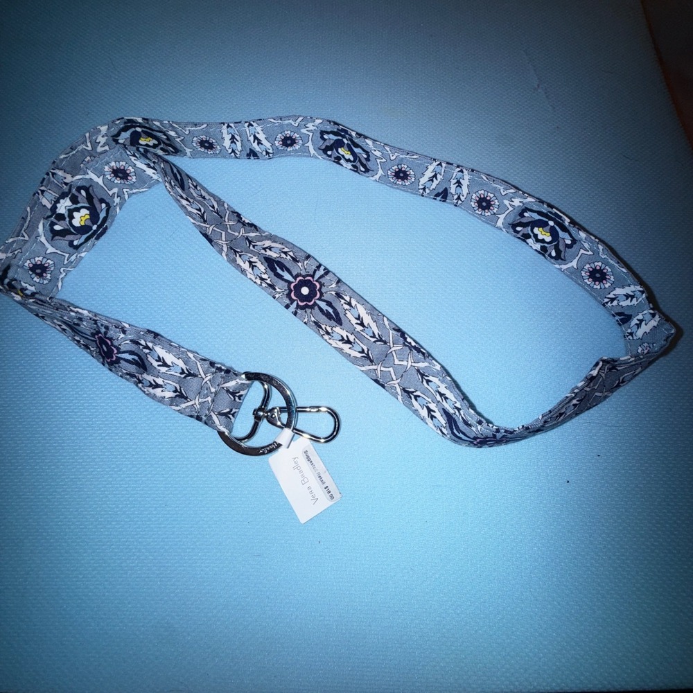 Vera Bradley Wide Lanyard NEW Plaza Tile Blue Floral
